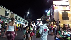 Obrázek z trasy Khao San Road v noci, Bangkok